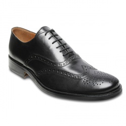 Feathermaster by Grenson Mens Riva Leather Upper Leather Lining Leather Lining Brogues in Black Calf, Dark Brown Calf