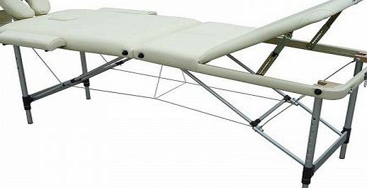 FeelGoodUK Cream Super Lightweight Aluminium Folding Portable Massage Table Couch Bed 12kg TM04 - Rounded Table Corners   FREE Accessories amp; FREE Carry Bag - 3 SECTION