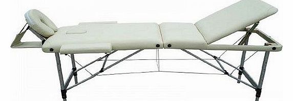 Super Lightweight Aluminium Folding Portable Massage Table Couch Bed 12kg TM04 - Rounded Table Corners + FREE Accessories & FREE Carry Bag - 3 Section (CREAM)
