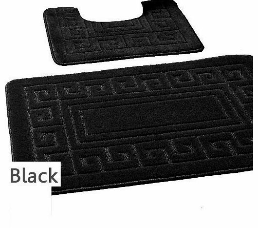 Feet Black Machine Washable 2 Piece Bath Mat Set