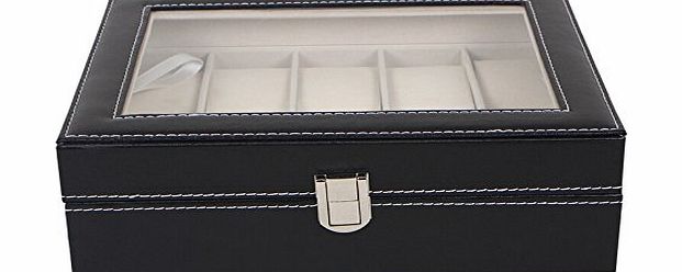 Fei Brand TM) Faux Leather 10x Watch/Jewellery Display Case Watch Box Black