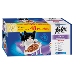 Felix Adult Pouch Mixed Jelly Select Cat Food 100gm 48 Pack