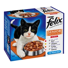 Senior Pouch Mixed Selection in Jelly Cat Food 100gm 12 Pack