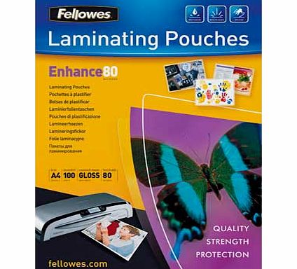Fellowes Laminating Pouches A4 80mic 100 Pack