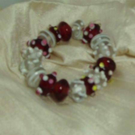 Femme Blue Bobble Bracelet - Cranberry and White