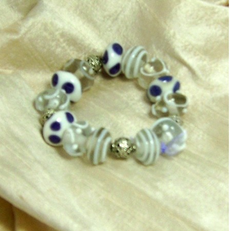 Femme Blue Bobble Braclet - Purple and Silver