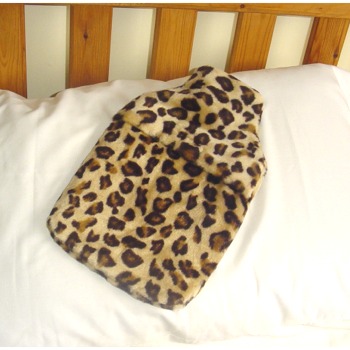 Faux Fur Hot Water Bottle - Leopard skin