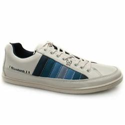 Male Fenchurch Fencemper Leather Upper Fashion Trainers in White and Blue