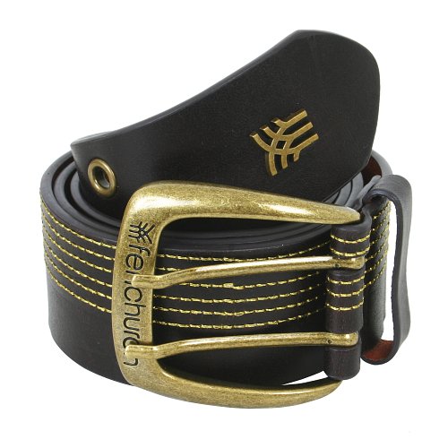 Fenchurch Mens Fenchurch Lemmy Leather Belt Brown/gold