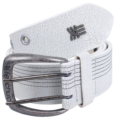 Fenchurch Mens Fenchurch Lemmy Leather Belt White