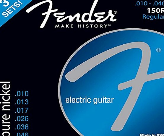 Fender 150R Pure Nickel Electric Guitar Strings - Regular 10-46 - 3 Pack