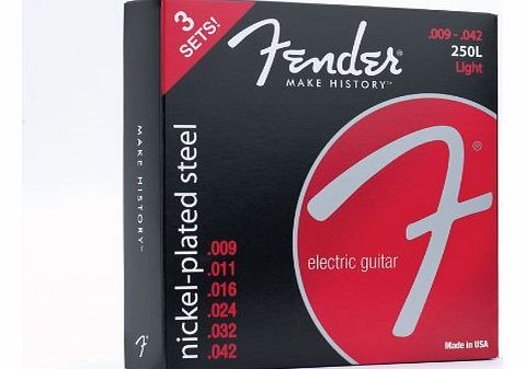 Fender 250L 3 x .009 - .042 Nickel-plated steel Electric Guitar Strings - Light