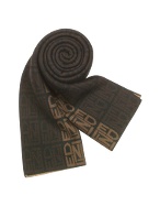 All Over Logo Knit Wool Long Scarf