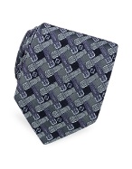 Fendi Belt Pattern Logoed Woven Silk Tie