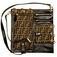 Fendi Black & Tobacco Zucca Jacquard Flat Shoulder Bag