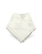 Fendi Black and White Baguette Print Silk Square Scarf