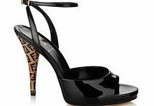 Fendi Black leather strappy high heels