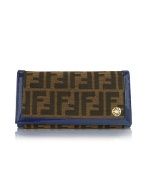 Fendi Blue and Tobacco Zucca Flap Wallet