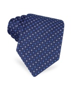 Fendi Blue FF Logo Checked Woven Silk Tie