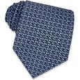 Blue Logoes and Dots Printed Silk Tie