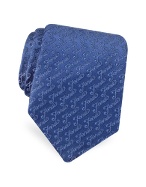 Fendi Blue Signature Script Woven Silk Tie