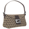 Fendi Brown and Beige Zucchino Double Flap Baguette