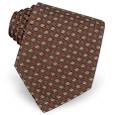 Brown Mini Square Logos Woven Silk Tie