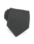 Fendi Dark Gray Selleria Logo Woven Silk Tie