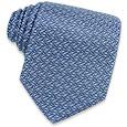 Fendi FF Blue Logo Wavy Printed Silk Tie