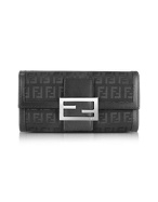 Fendi Forever Black Zucchino Canvas and Leather Flap