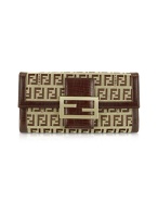 Fendi Forever Brown Zucchino Canvas and Leather Flap
