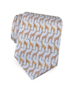 Fendi Giraffe Signature Printed Silk Tie