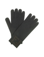 Logo Cuff Knit Wool Gloves