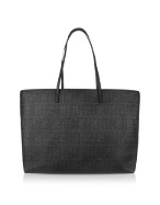 Fendi Medium Black Zucca Shopping Roll Bag