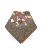 Fendi Multicolor Logo Letters Printed Silk Square Scarf