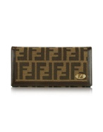 Fendi Tobacco Zucca Canvas and Leather Flap Wallet