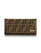 Fendi Tobacco Zucca Canvas and Leather Flap Wallet