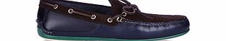 Ferragamo Mango brown and blue leather boat shoes