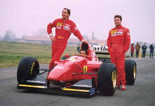 Ferrari Launch Photo 1995 with Berger- Alesi and Larini (29cm x 20cm)