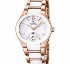 Ladies Ceramic Rose Plated Watch