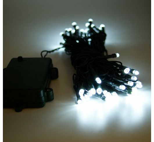 50 LED Indoor & Outdoor Waterproof Battery Operated Fairy String Lights with Timer, 5m by Festive Lights (White)