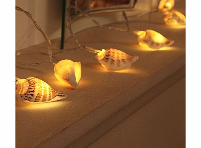 Festive Lights Battery Operated Sea Shell Party Fairy Lights, 10 Warm White LED by Festive Lights