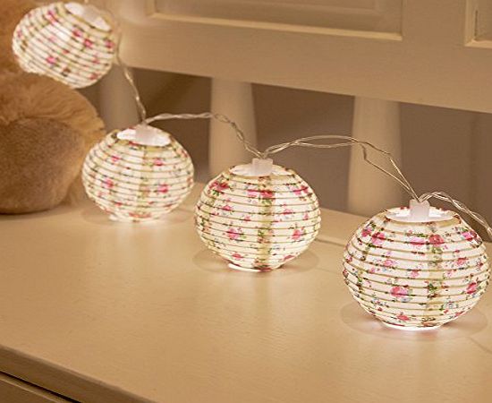 Festive Lights Battery Paper Chinese Lantern Fairy Lights with Timer, Warm White LEDs by Festive Lights