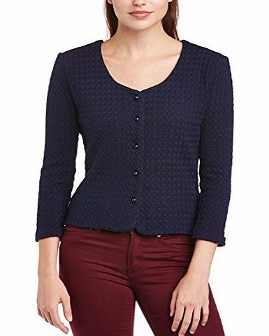 Fever Womens Winsford Button Front 3/4 Sleeve Cardigan, Blue (Navy), Size 14