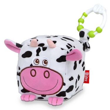 Cow Soft Toy Cube with Teething Ring