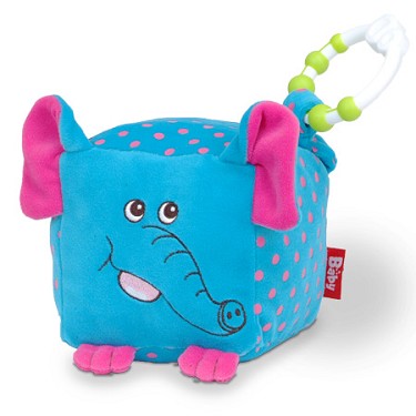 Fiesta Crafts Elephant Soft Toy Cube with Teething Ring