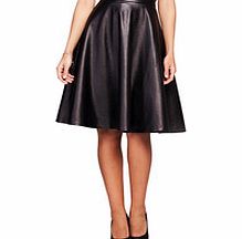 Black faux leather A-line skirt