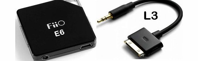 FiiO E06 (E6 black) Portable Headphone Amplifier and FiiO L3 Line Out Dock Cable for iPod, iPhone, iPad (bundle unit FE6blk-L3)