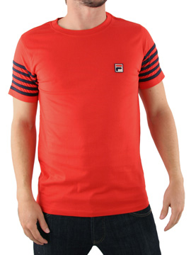 Fila Vintage Chinese Red 5 Stripe T-Shirt