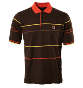 Fila Vintage Fila Brown and Orange Polo Shirt